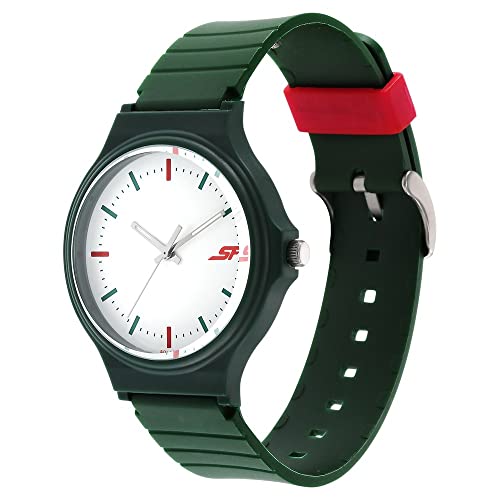 Image of SF Quartz Analog White Dial Plastic Strap Watch for Men-NP7964PP06W