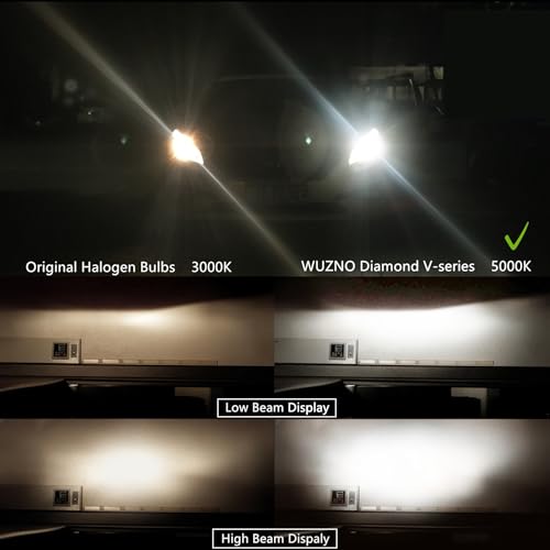 Halogen Headlight Bulbs Replacment for Toyota Camry 2007 2008 2009 2010 2011 2012 2013 2014 2015 2016 2017 2018,High Beam 9005/HB3 Low Beam H11 Lights Combo, 5000-6000k White, 120% Brightness, 4 Pack by Wuzno - Used condition - Image 4