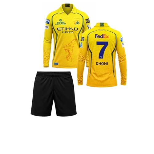 Image of Csk Jersey 2024 /25 Dhoni 7 for Kids,Boys & Men