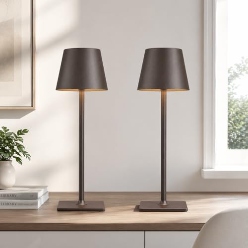 Image of Yogaret Cordless Table lamp Brown 2pack for Restaurant Home Dinner Dining Kitchen Outdoor Patio,Waterproof & Portable