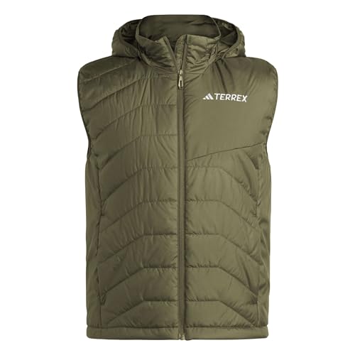 adidas Men's Terrex Multi CLIMAWARM Insulated Hooded Vest, olive strata, M