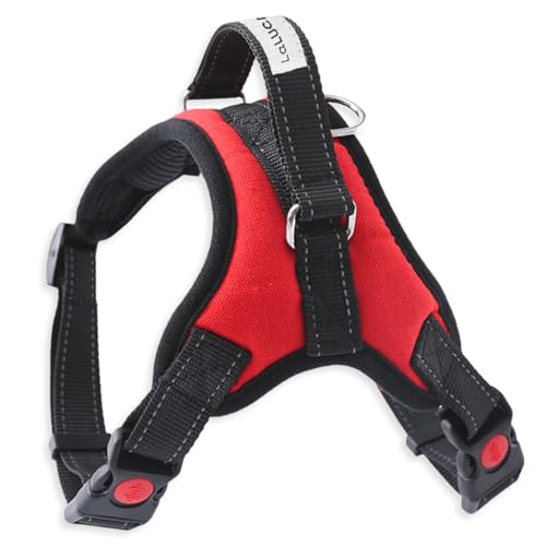 [LaLUCA GOODS] 犬 ハーネス 小型犬 中型犬 大型犬 ステップハーネス ウェアハーネス 犬用 介護用 首輪 ハンドル 胴輪 散歩 レッド Mの商品画像（Amazon）