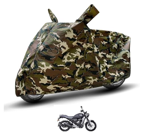 Image of Auto Hub Waterproof Bike Cover Compatible with Yamaha Fzx Dustproof, UV Protection Two Wheeler Bike Fzx Cover - Army Print