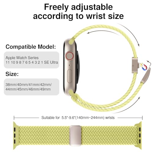 Image of Braided Stretchy Band Compatible with Apple Watch Bands 38mm 40mm 41mm 42mm 44mm 45mm 46mm 49mm Women Men, Soft Nylon Solo Loop Magnetic Sport Strap for iWatch Series 11 10 9 8 7 6 5 4 3 2 1 SE Ultra