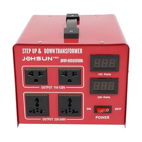 Voltage Converter Transformer, 1000W Heavy Duty 240-110V Step Up/Down Transformer with2 US Outlets & 2 Universal Outlets & LCD, Overload Over-Temperature Protection