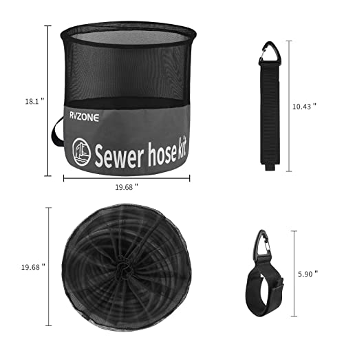 Image of RVZONE RV Hose Bag, Waterproof RV Hose Bag Organizer, Camper Accessories RV Equipment Storage Utility Bag for Sewer Hoses, Fresh /Black Water Hoses and Electrical Cords