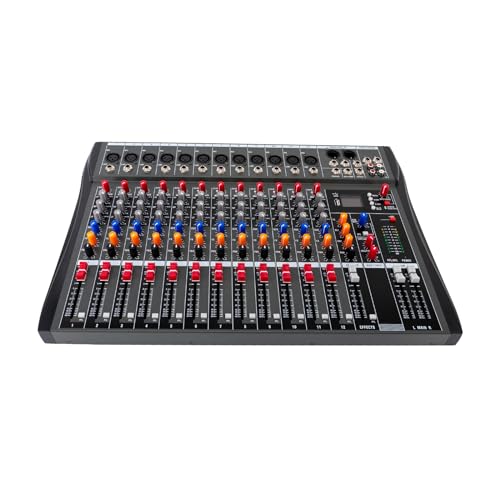 Kaichenyt Mesa de mezclas DJ de 12 canales, mezclador de DJ con LCD, Bluetooth, multiefectos, mezclador de audio, mesa de mezclas para música, bares comestibles, estudios de grabación, etc