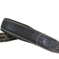 Walker And Williams C-22-DBLK Premium Sangle en cuir rembourré extra large Finition noire vieillie, Noir vieilli… - Les Beatles, Paul McCartney, John Lennon, RIngo Starr, George Harrison Walker And Williams C-22-DBLK Premium Sangle en cuir rembourré extra large Finition noire vieillie, Noir vieilli… – Image 3