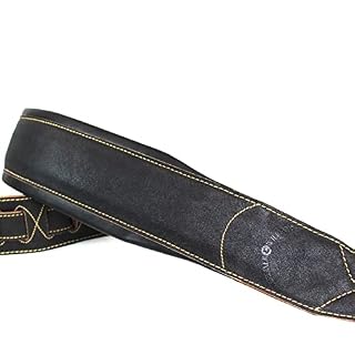 Walker And Williams C-22-DBLK Premium Sangle en cuir rembourré extra large Finition noire vieillie, Noir vieilli… - Les Beatles, Paul McCartney, John Lennon, RIngo Starr, George Harrison Walker And Williams C-22-DBLK Premium Sangle en cuir rembourré extra large Finition noire vieillie, Noir vieilli… – Image 3