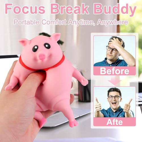 Squishy Pig Toys, Pink Pig Squishy Toy for Kids Adults, Novelty Pig Squeeze Toys, Funny Tiktok Pig Sensory Stress Toy for Decompress and Anxiety Relief Women Men Kids