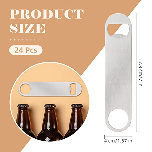 Ohiyoo 24 Pack Flat Beer Bottle Opener 7 Inch Heavy Duty Stainless Steel Flat Bottle Opener Metal Beer Bottle Openers Silver Beer Openers For Bartender Kitchen Bar Or Restaurant (Silver, 7 Inch) #TOP1