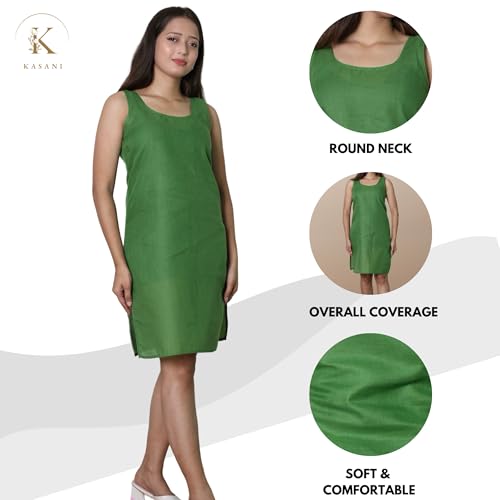 Image of KASANI Women's Camisole Cotton Long Knee-Length Sameej /Slip /Inner, Sleeveless, Pack of 2