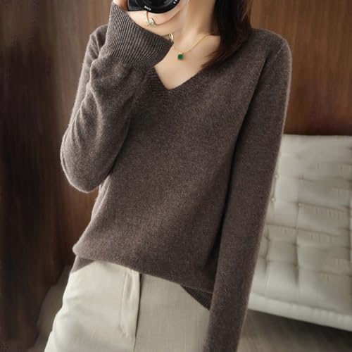 Cashmere Sweaters for Women Fall Oversized Casual Cozy V Neck Pullover Tops - image 3