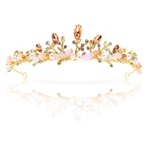 NODG Gold Tiaras for Women Bride Rhinestones Crowns for Women Gold Headbands for Women Crystal Pearl Bridal Tiaras and Crowns for Wedding Birthday Party Prom Cover