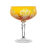 Höhe: ca. 13,5cm Sektschale Cocktailschale Champagnerschale Traube 200 ml Gelb Handgeschliffen Kristallglas