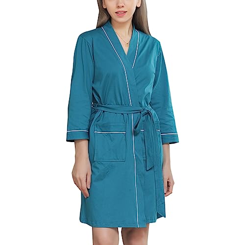 Necalisi pijamas mujer albornoz mujer bata suave y cuello en V kimono batas sauna ropa de dormir con bolsillos albornoz mujer, verde, S