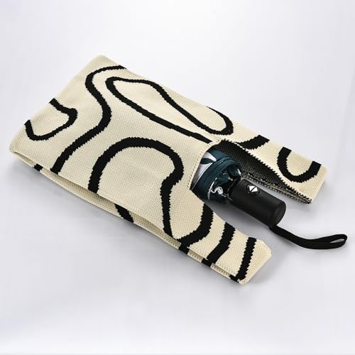 Image of Women Knitted Hobo Purse Stripes Crocheted Colorblock Knot Light Wristlet Tope-hanle Handbag For Shopping Work School