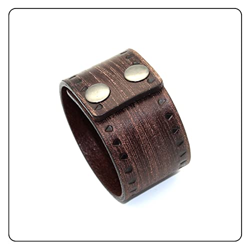 Image of Punk Rock Print Pattern Wristband Wide Leather Cuff Bracelet