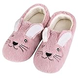 lustige hausschuhe für männer  VeraCosy Damen Weiche Süße Plüsch Tiere Memory Foam Hausschuhe mit Antirutsche Gummisohle, Beige Hase, 38/39 EU Weit