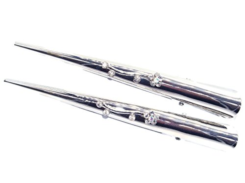 DesignedDazzle 2 Shiny Stainless Steel Alligator Hair Clips for Women with Clear Crystals