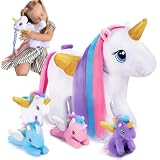 OUOZZZ Unicorn Stuffed Animal with 4 Babies Inside and a Comb 14.7' Colorful Rainbow Unicorn Plush Toys for 3 Year Old Girls, Daughters on Birthday Day Stuffed Animals Gift