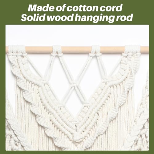 JONKASIPA Tapeçaria de parede em tecido macramê, decoração de parede boêmia, tapeçaria tecida chique