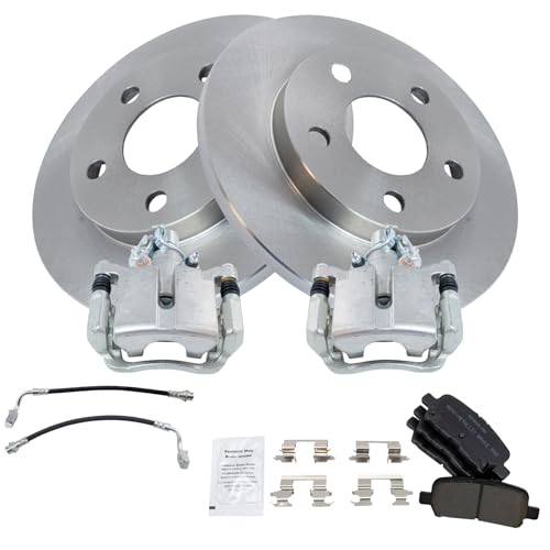 Image of TRQ Rear Brake Pad & Rotor Kit Semi-Metallic Compatible with 2011-2013 Chevrolet Impala 2014-2016 Impala Limited
