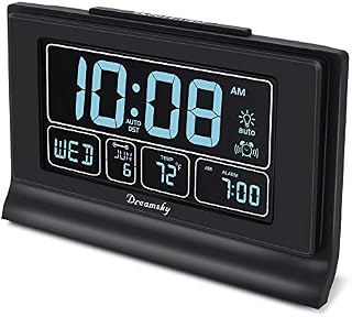 DreamSky Auto Set Digital Alarm Clock with USB Charging Port, 6.6 Inch Large
