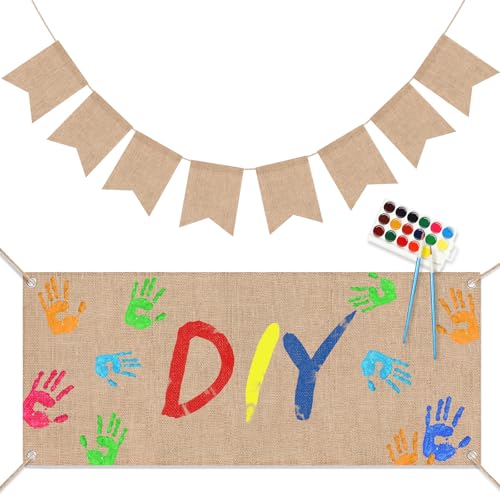 HunnmingRe O kit de 2 peças de banner de serapilheira grande DIY inclui faixa de serapilheira grande