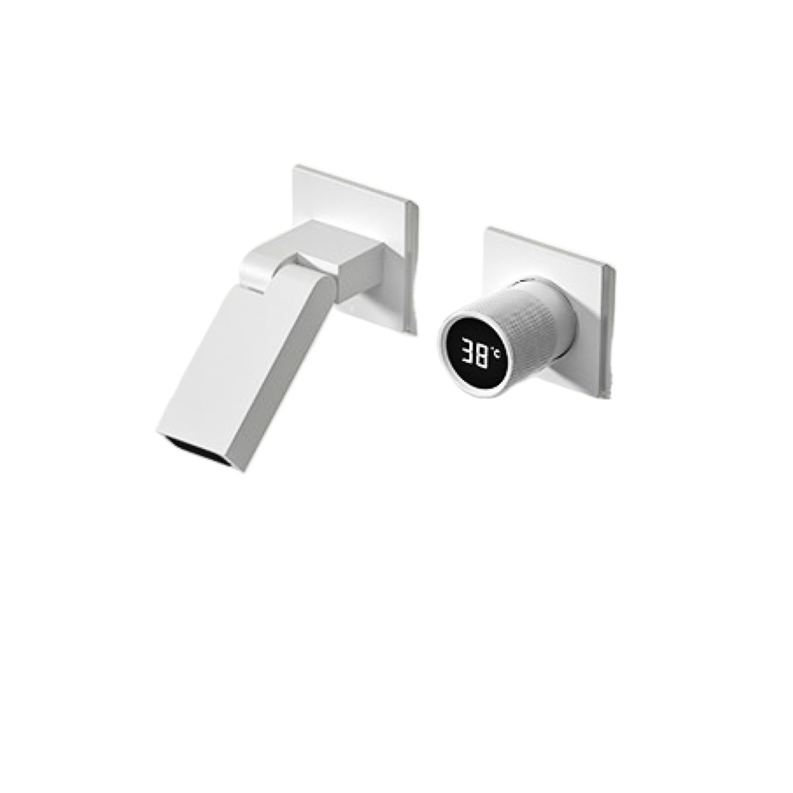 Wall Mounted Brass Bathroom Faucet, LED Display Embedded Sink Mixer Tap, Premium PVD Finished,Safe and Reliable(Bianco)