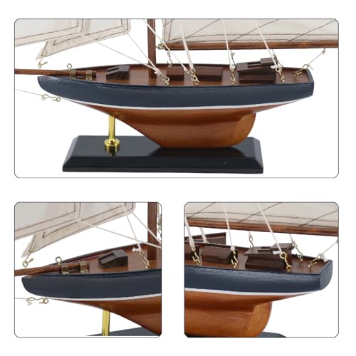 NAUTIMALL 15" Wooden Sailboat Decor Classic Columbia America's Cup Ship Model Nautical Yacht Decor (CLB39-ClassicWood)