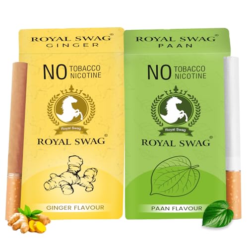 Image of ROYAL SWAG Natural Herbal Ginger, PAAN Flavour (20 Sticks) 100% Tobacco-Free and Nicotine-Free Ayurvedic Herbs Clove, Tulsi, and More | Free From Additives and Chemicals