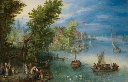 Pintura mural en lienzo de Jan the Elder Brueghel, arte vintage de 60x90cm
