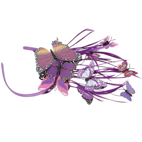 LALADEFIEE Purple Simulated Butterfly Headband for Women, Bridal Hair Accessory