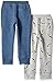 Amazon Essentials Toddler Boys' Fleece Jogger Sweatpants, Pack of 2, Grey/Navy Heather, 2T
