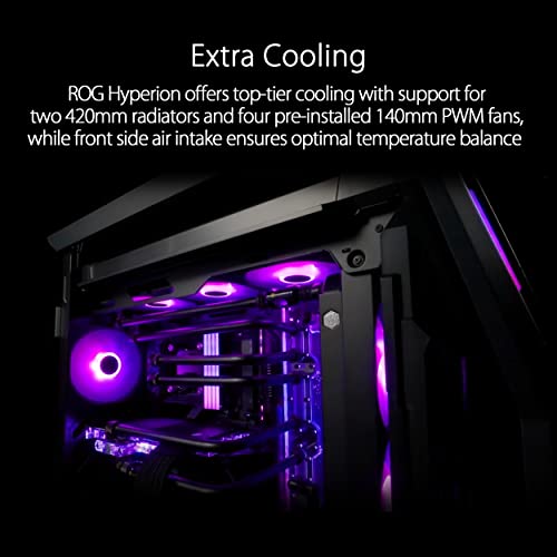 ASUS ROG Hyperion GR701 EATX Full-Tower Gaming Case, High Airflow Design, Tool-Free Side Panels, Pre-Installed 4x140mm Fans, Supports 420mm Radiators, Built-in Graphics Card Holder, Front USB Type-C by Asus - Image 3