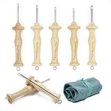 HAND U JOURNEY 7 Sizes Wooden Handle Punch Needle Rug Hooking Tool Complete Set