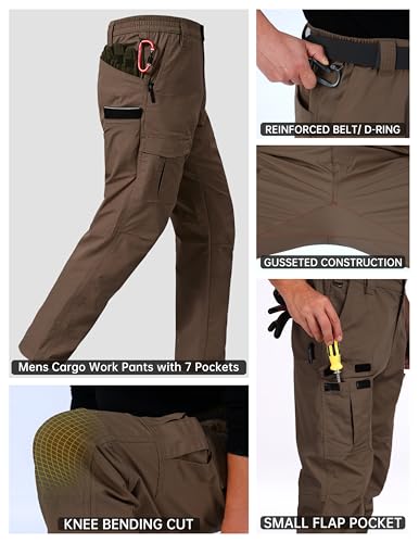 Image of CNBQDD Mens Work Pants Ripstop Waterproof Cargo Pants for Men with 7 Pockets Tactical Hiking Pants