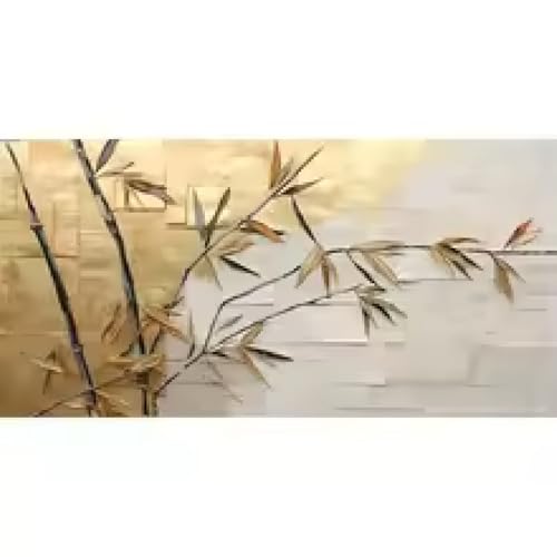 Peintures murales bambou doré décoration maison grand format toile 65 x 130 cm