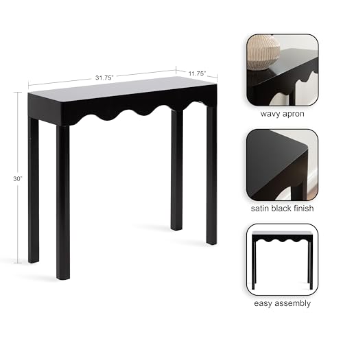 Kate and Laurel Maida Modern Rectangle Wooden Wavy Console Table; 32 x 12 x 30; Black; Transitional Decorative Entryway Table with Wavy Apron for Entry Decor Option by Kate and Laurel - Image 2