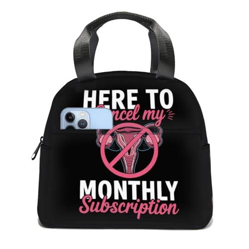 YOLERG Here To Cancel My Monthly Subscription Hysterectomy Surgery Insulated Lunch Box Portable Thermal Cooler Tote Bag with Front And Side Pockets Reusable Leakproof Lunch Bags