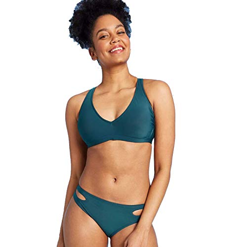 All in Motion Women's V-Neck Tie Back Bralette Bikini Top - (Teal, Small)