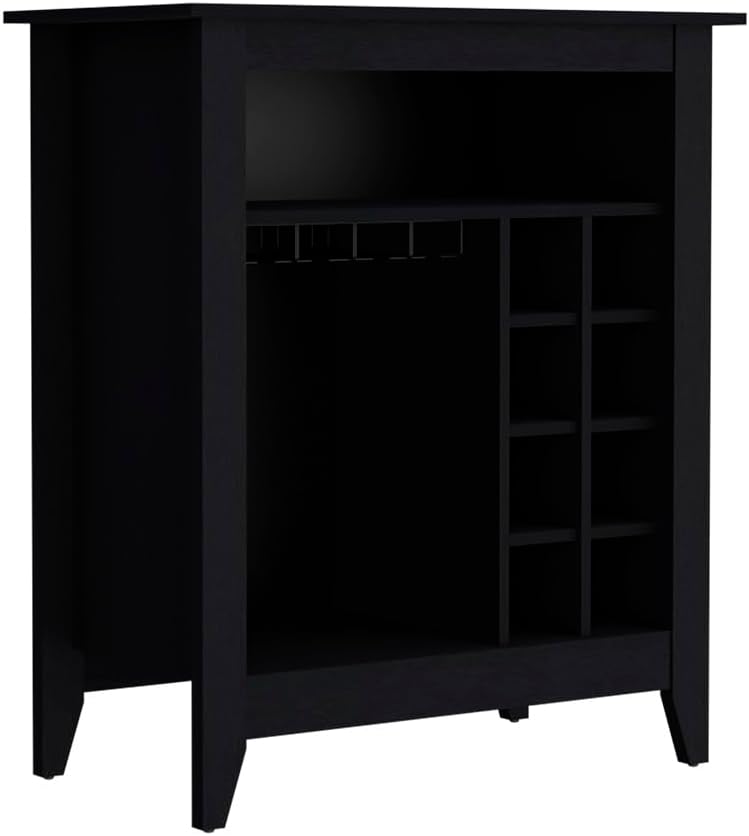 Cabinet Castle, One Open Shelf, Six Wine Cubbies, Black Wengue Finish for bar