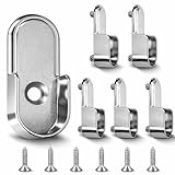 6 Pcs Oval Wardrobe Rail End Supports, Wardrobe Rail Brackets with Screws for Closets Storage Laundry Rooms and DIY Wardrobe Rails and Fittings