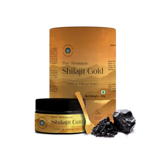 Image of CUREFOREVER Shilajit Gold Resin 20g | Pure Himalayan Shilajit with Ashwagandha, Tongkat Ali, Maca & Black Musli | Energy, Stamina, Vitality & Strength Support for Men & Women