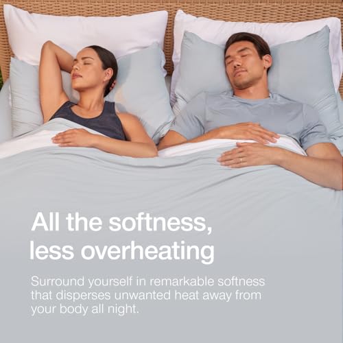 Image of Coop Home Goods Cool+ Cooling Bed Sheets, 4 Piece Full Sheet Set, Dove Grey Breathable Cooling and Super Soft, Luxury Spa & Hotel Quality, Full Size Bed Set