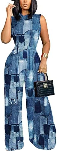 Molilove Womens Sexy Sleeveless Jumpsuit Two Piece Pants Set