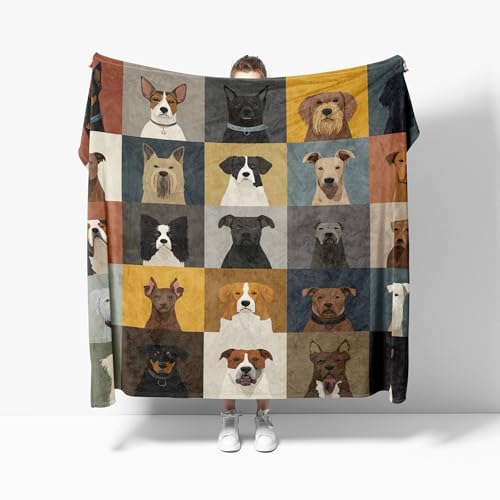 Manta para Sofa Cama de Franela Esponjoso 70x100 cm Perro de Dibujos Animados Manta Polar de Microfibre Transpirable Cálida, Multicolor Suave y Acogedora Frazada de Regalo para Mujer y Infantil
