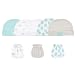 Luvable Friends 5-Pack Cap and 3-Pack Scratch Mitten Set, Elephant, 0-6 Months