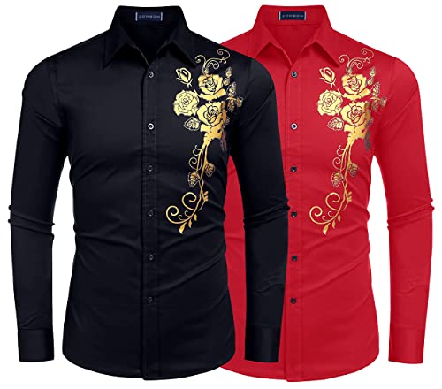 Image of Zombom Men's Regular Fit Cotton Blend Printed Full Sleeve Casual Shirts